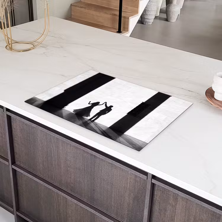 Mensen - Schaduw - Dans - Zwart-wit - Liefde Inductie beschermer vinyl 3mm klein -sfeer8