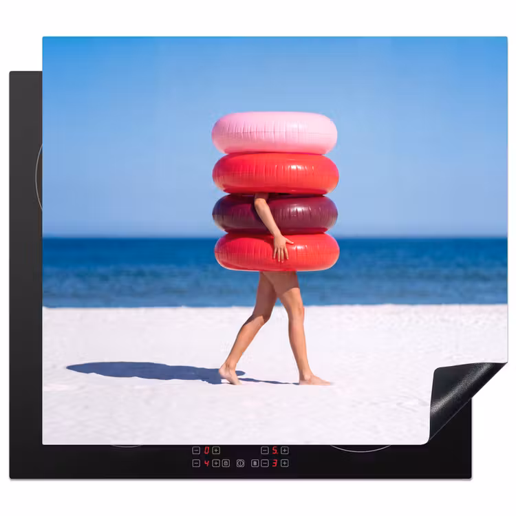 Mensen - Strand - Zomer - Recreatie - Kleurrijk Inductie beschermer vinyl 3mm middel -3d