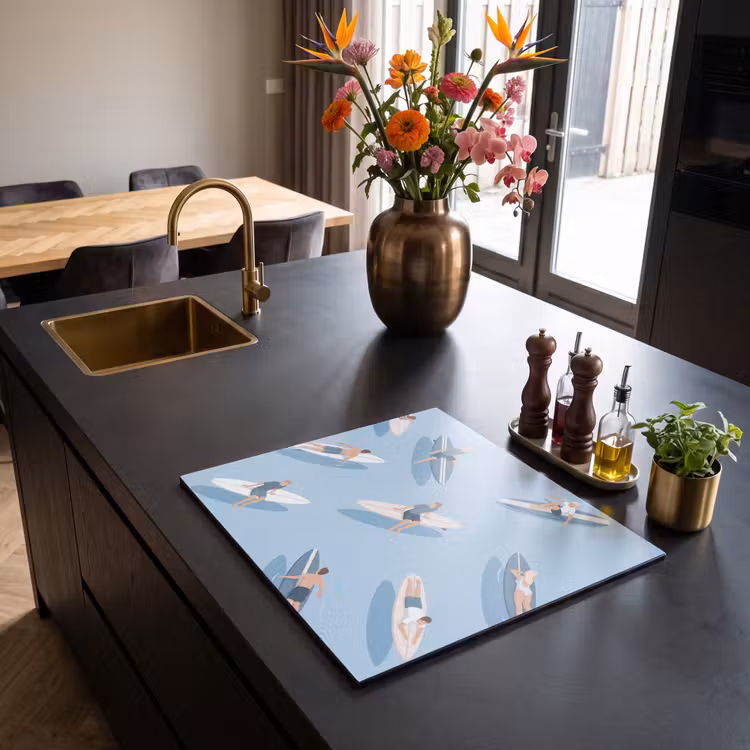 Mensen - Surfen - Water - Zomer - Illustratie Inductie beschermer vinyl 3mm middel -sfeer5