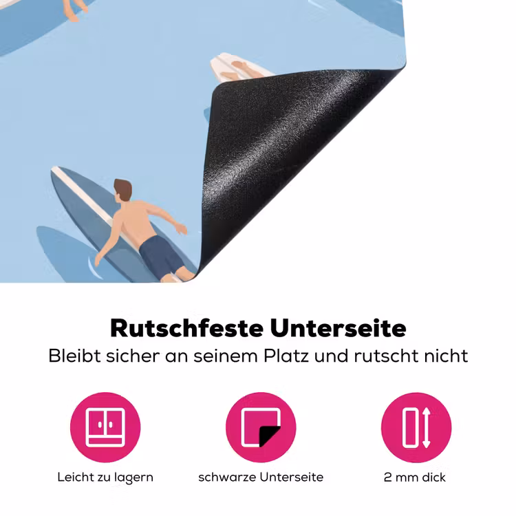 Mensen - Surfen - Water - Zomer - Illustratie Inductie beschermer vinyl 3mm middel -zzzzzzz-lf-onderkant