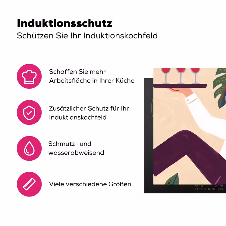 Mensen - Dienblad - Eten - Modern - Kleurrijk Inductie beschermer vinyl 3mm middel -zzzzzzz-lf-ups