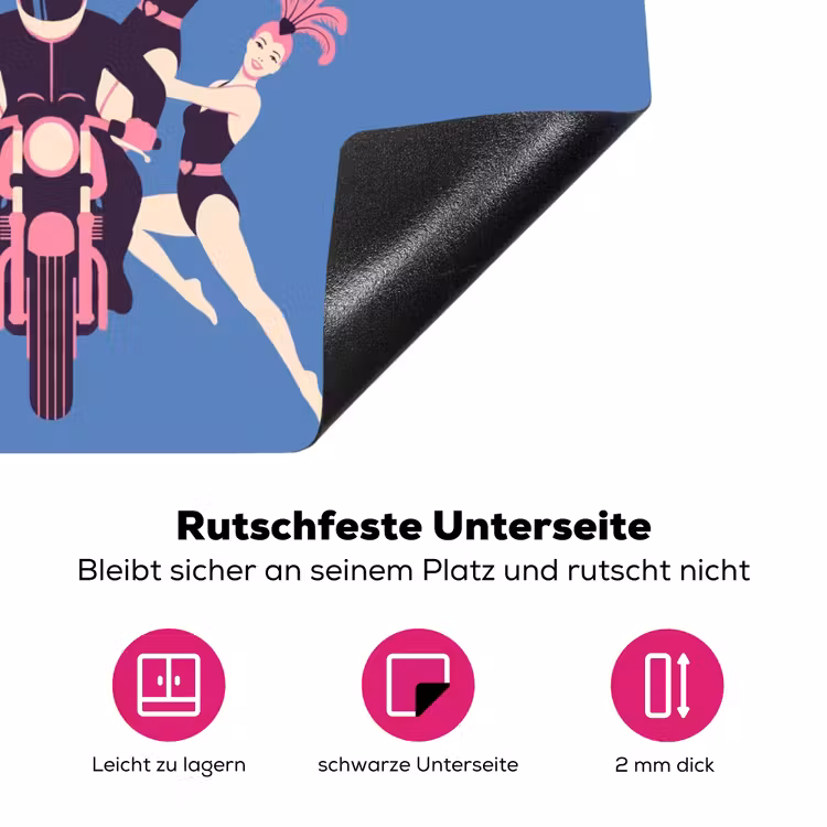 Mensen - Dans - Motor - Retro - Roze Inductie beschermer vinyl 3mm middel -zzzzzzz-lf-onderkant
