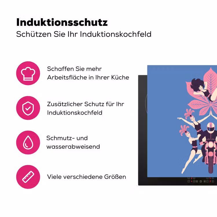 Mensen - Dans - Motor - Retro - Roze Inductie beschermer vinyl 3mm middel -zzzzzzz-lf-ups
