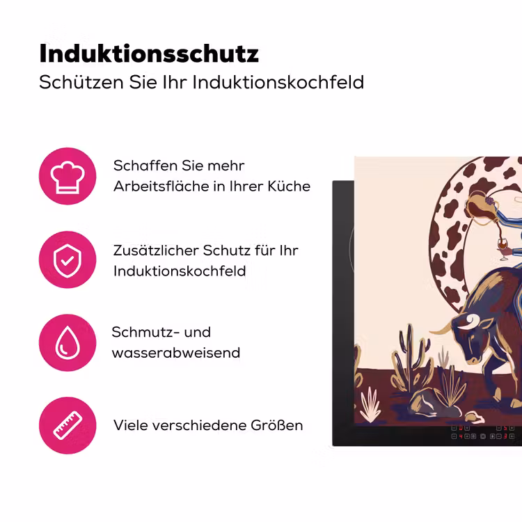 Mensen - Dieren - Cowboy - Abstract - Kleurrijk Inductie beschermer vinyl 3mm middel -zzzzzzz-lf-ups