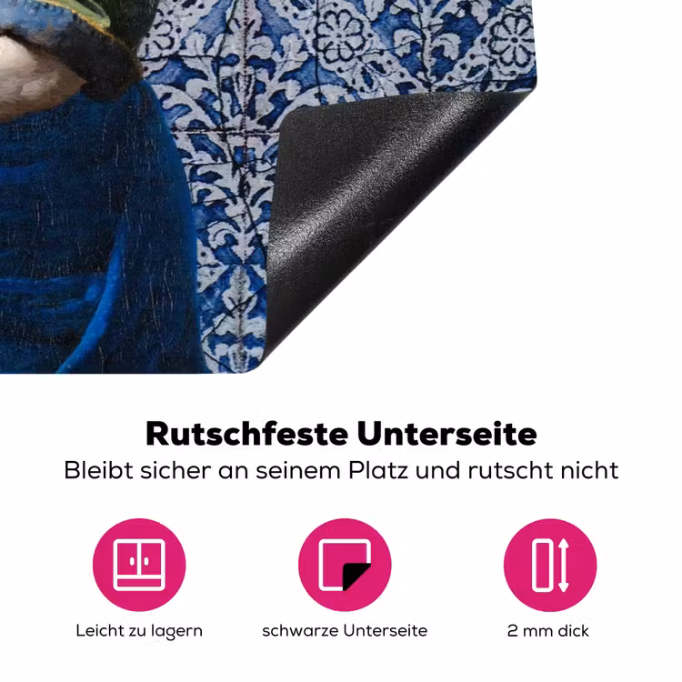 Melkmeisje - Delfts Blauw - Vermeer - Schilderij - Oude meesters Inductie beschermer vinyl 3mm klein -zzzzzzz-lf-onderkant