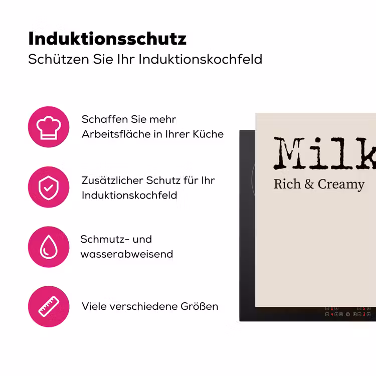 Milkshake - Kers - Rietje Inductie beschermer vinyl 3mm klein -zzzzzzz-lf-ups