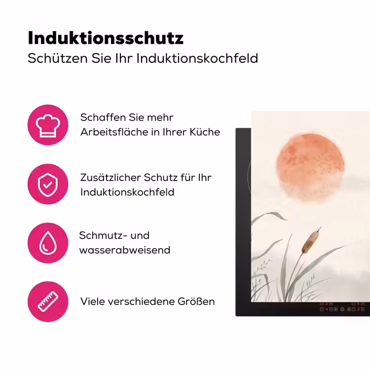 Minimalistisch - Bamboe - Groen Inductie beschermer vinyl 3mm klein -zzzzzzz-lf-ups