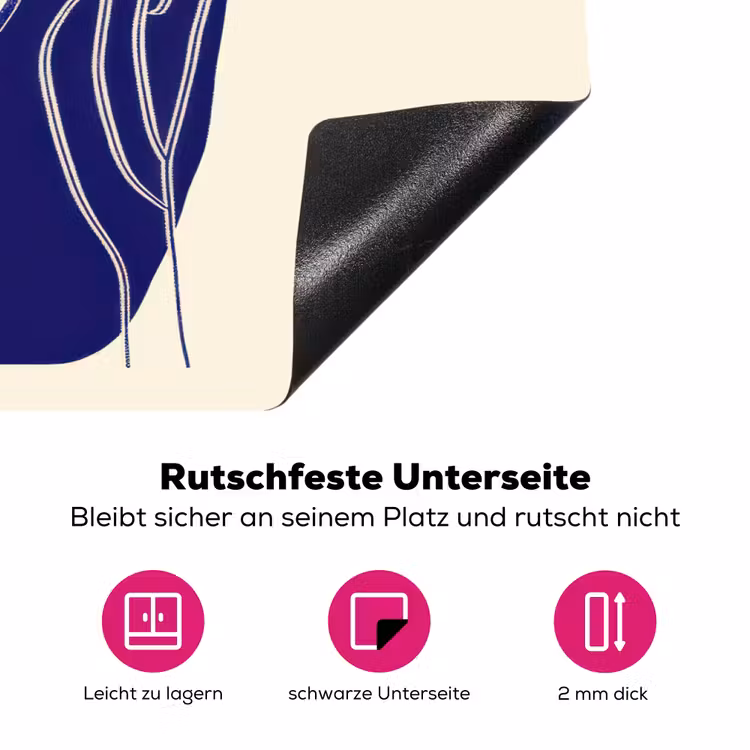 Minimalistisch - Gezicht - Hand - Oranje - Blauw Inductie beschermer vinyl 3mm klein -zzzzzzz-lf-onderkant