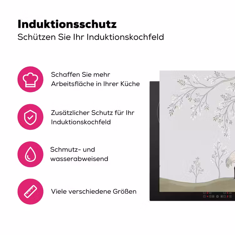 Minimalistisch - Kraanvogels - Blauw Inductie beschermer vinyl 3mm klein -zzzzzzz-lf-ups