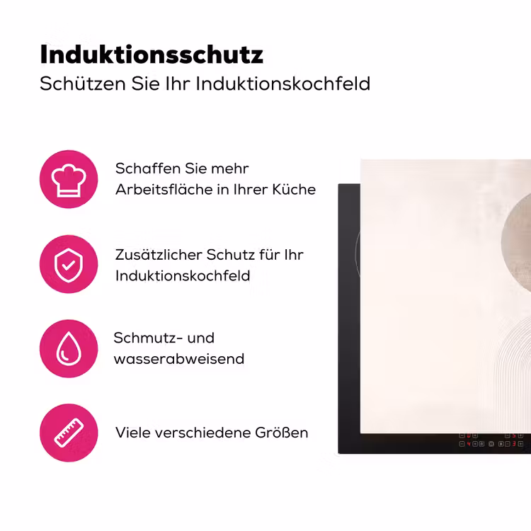 Minimalistisch - Cirkel - Lichtgrijs Inductie beschermer vinyl 3mm klein -zzzzzzz-lf-ups
