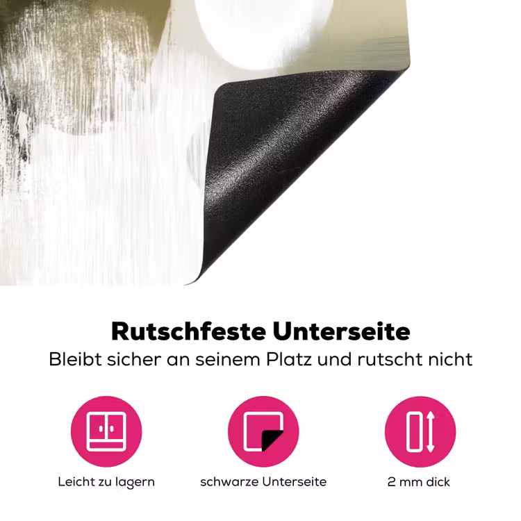 Minimalistisch - Cirkels - Penseelstreken - Beige Inductie beschermer vinyl 3mm klein -zzzzzzz-lf-onderkant
