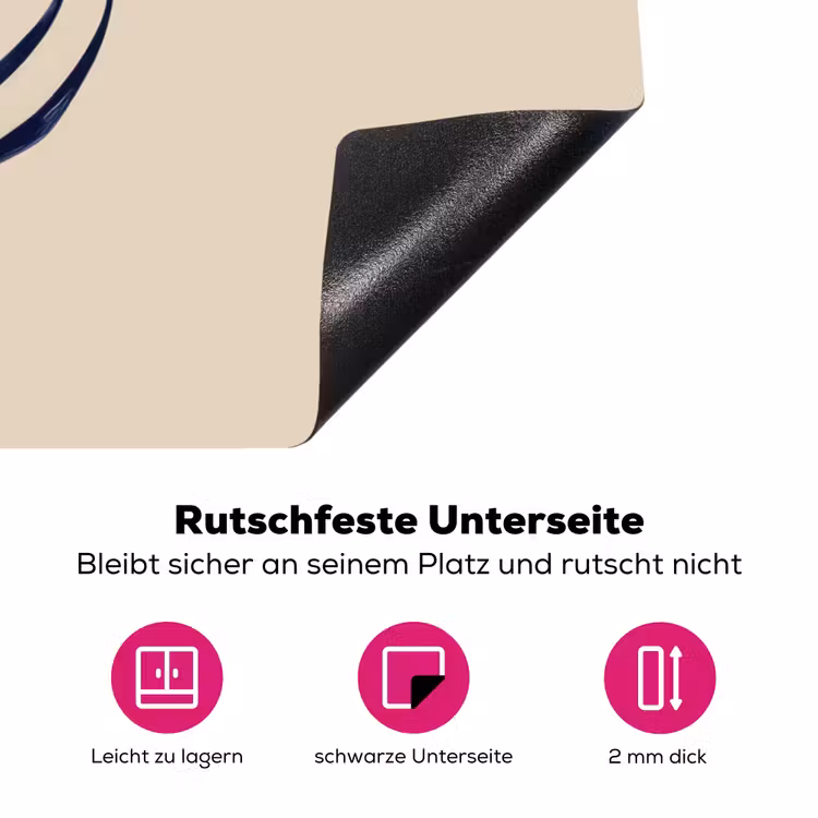 Minimalistisch - Lijnillustratie - Beige - Donkerblauw Inductie beschermer vinyl 3mm klein -zzzzzzz-lf-onderkant