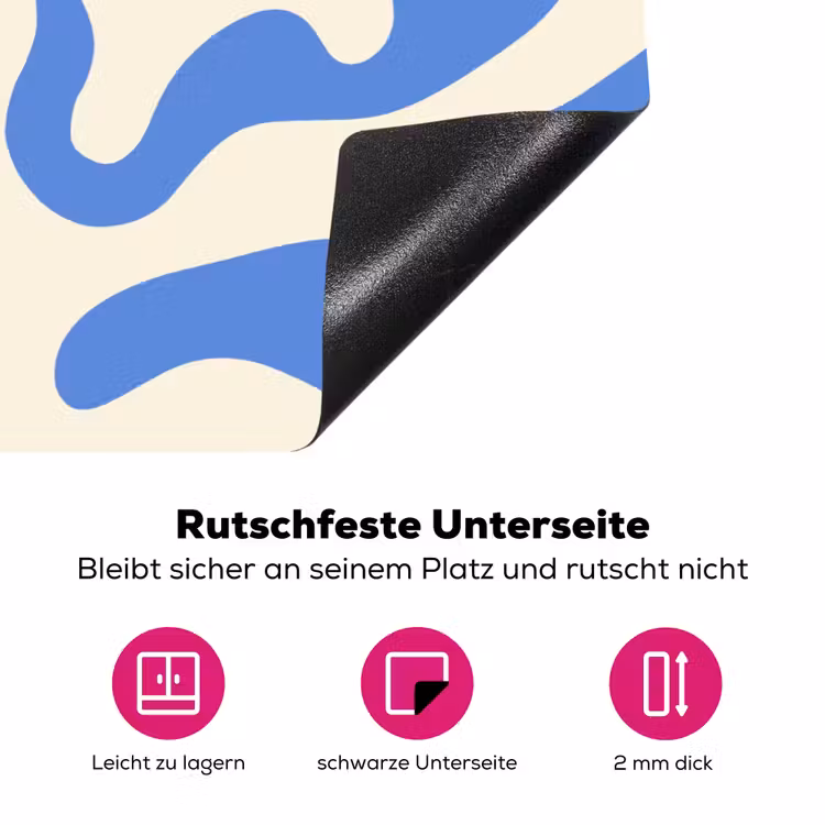 Minimalistisch - Organisch patroon - Blauw Inductie beschermer vinyl 3mm klein -zzzzzzz-lf-onderkant