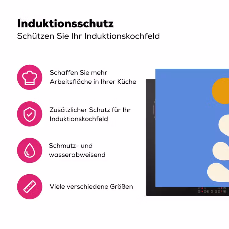 Minimalistisch - Organisch patroon - Blauw Inductie beschermer vinyl 3mm klein -zzzzzzz-lf-ups