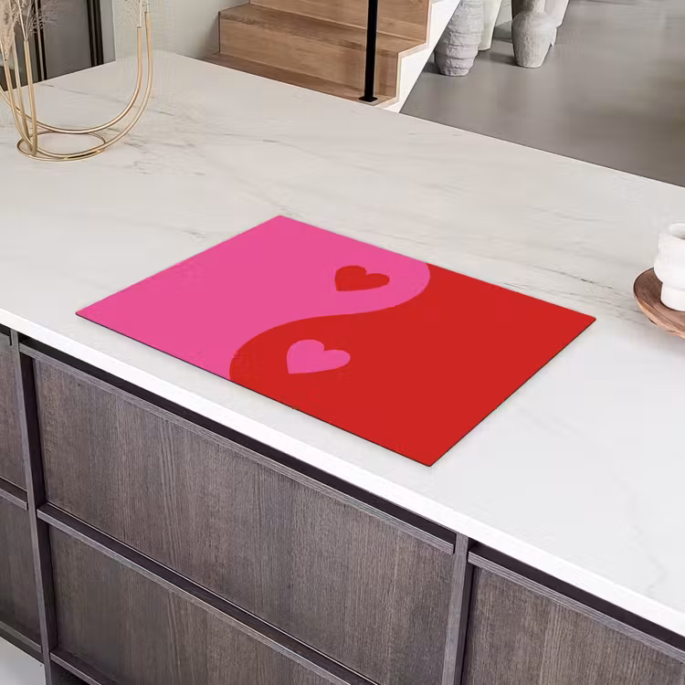 Minimalistisch - Rood - Roze - Hartjes Inductie beschermer vinyl 3mm klein -sfeer8
