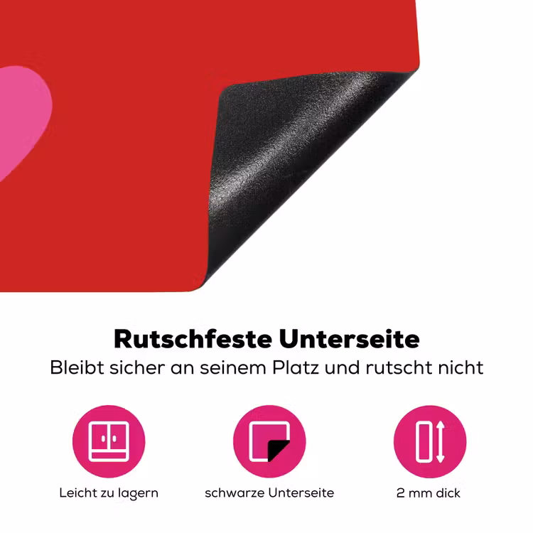 Minimalistisch - Rood - Roze - Hartjes Inductie beschermer vinyl 3mm klein -zzzzzzz-lf-onderkant