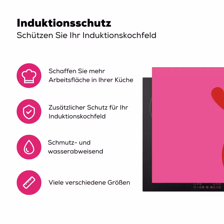 Minimalistisch - Rood - Roze - Hartjes Inductie beschermer vinyl 3mm klein -zzzzzzz-lf-ups