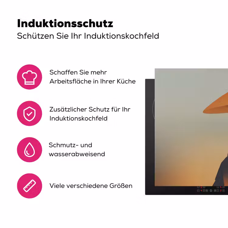 Minimalistisch - Silhouet - Oranje Inductie beschermer vinyl 3mm klein -zzzzzzz-lf-ups