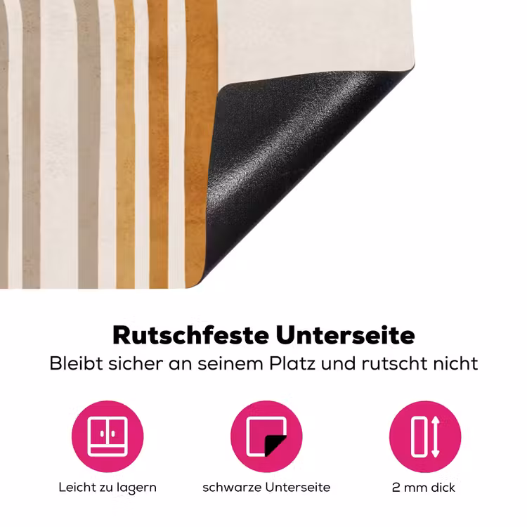 Minimalistisch - Boog - Lijnen - Beige Inductie beschermer vinyl 3mm klein -zzzzzzz-lf-onderkant