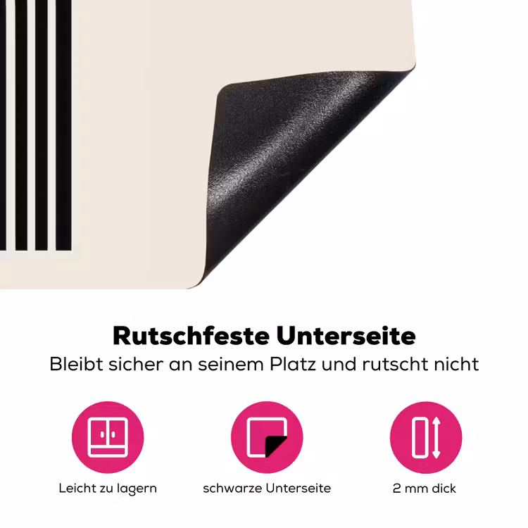 Minimalistisch - Zwarte boog - Gouden cirkel Inductie beschermer vinyl 3mm klein -zzzzzzz-lf-onderkant