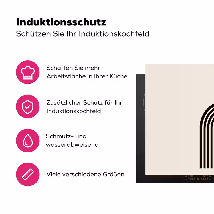 Minimalistisch - Zwarte boog - Gouden cirkel Inductie beschermer vinyl 3mm klein -zzzzzzz-lf-ups