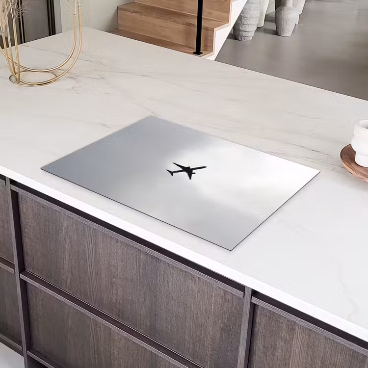 Minimalistisch - Silhouet - Zwart - Vliegtuig Inductie beschermer vinyl 3mm klein -sfeer8