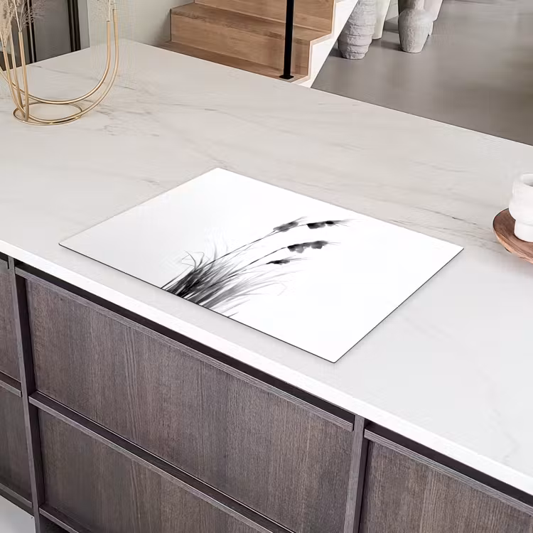 Minimalistisch - Stelen - Wit Inductie beschermer vinyl 3mm klein -sfeer8