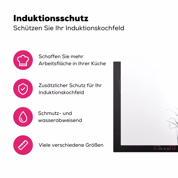 Minimalistisch - Stelen - Wit Inductie beschermer vinyl 3mm klein -zzzzzzz-lf-ups