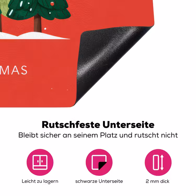 Minimalistisch - Kerstbomen - Rood - Sneeuw Inductie beschermer vinyl 3mm klein -zzzzzzz-lf-onderkant