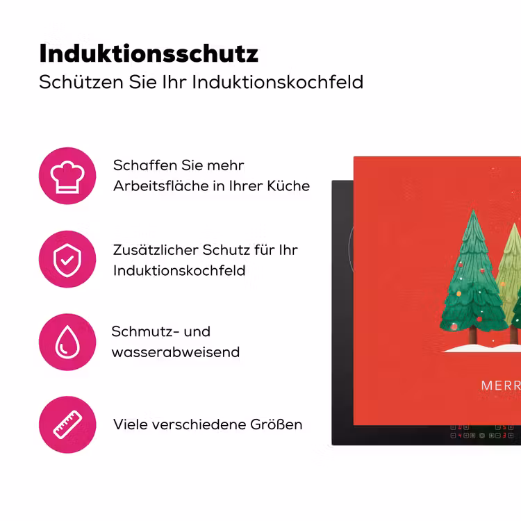 Minimalistisch - Kerstbomen - Rood - Sneeuw Inductie beschermer vinyl 3mm klein -zzzzzzz-lf-ups