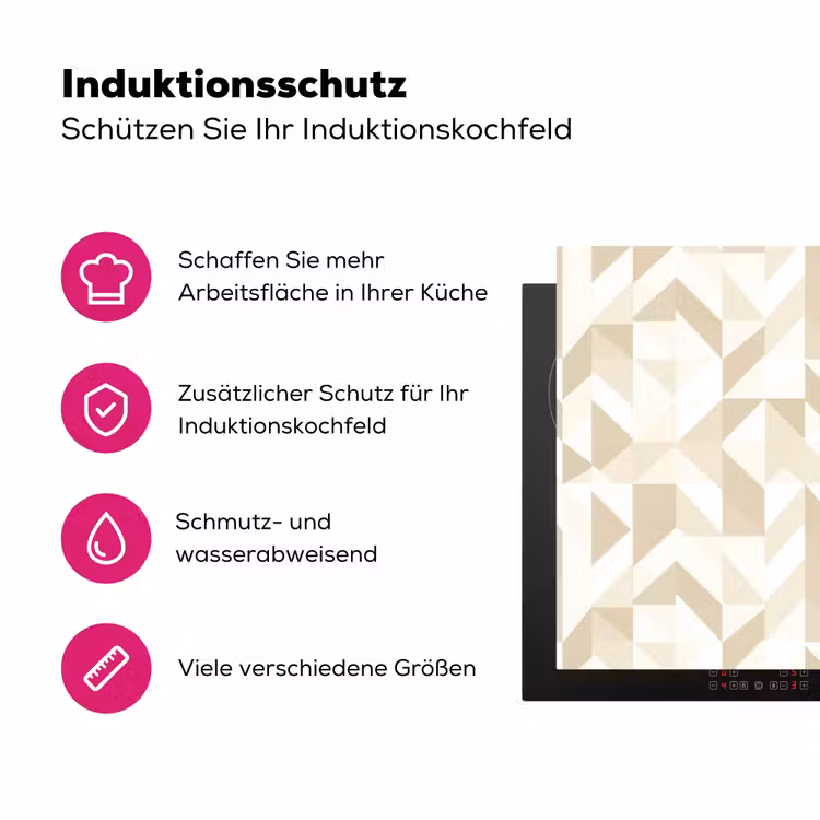 Modern - Abstract - Beige Inductie beschermer vinyl 3mm klein 276 -zzzzzzz-lf-ups