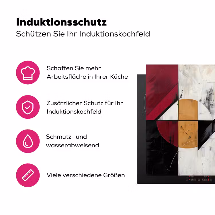 Modern - Abstract - Geometrisch - Rood - Industrieel Inductie beschermer vinyl 3mm klein -zzzzzzz-lf-ups