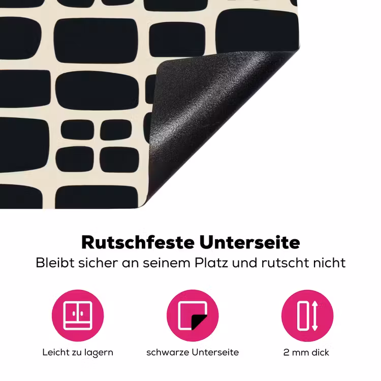 Modern - Organisch - Zwart Inductie beschermer vinyl 3mm klein 276 -zzzzzzz-lf-onderkant