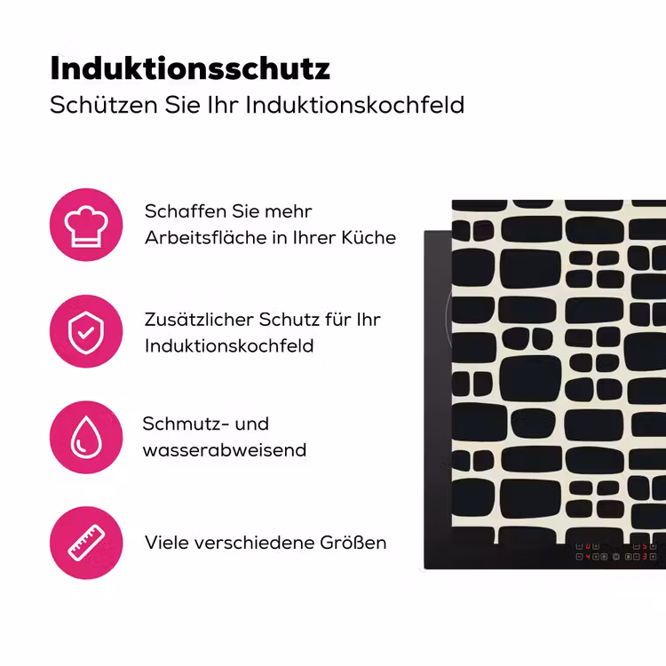 Modern - Organisch - Zwart Inductie beschermer vinyl 3mm klein 276 -zzzzzzz-lf-ups