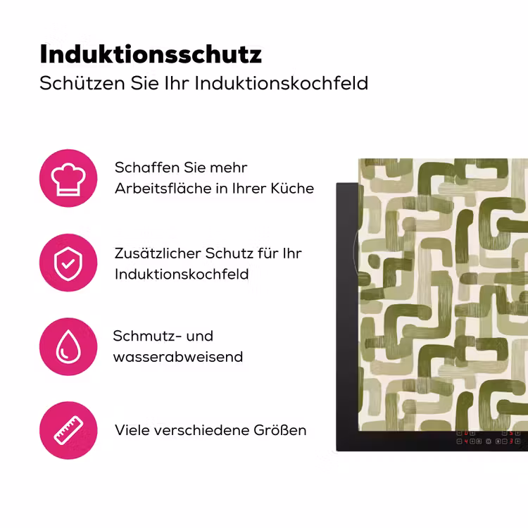 Modern - Grafisch - Groen Inductie beschermer vinyl 3mm klein 276 -zzzzzzz-lf-ups