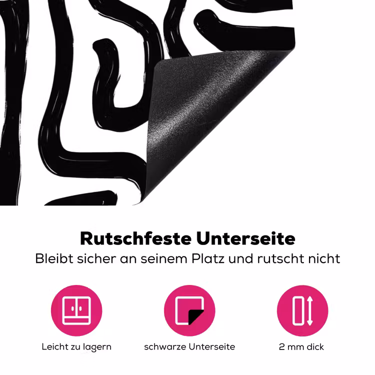 Modern - Lijnen - Zwart Inductie beschermer vinyl 3mm klein 276 -zzzzzzz-lf-onderkant