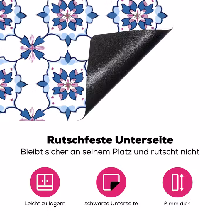 Modern - Patroon - Blauw - Roze Inductie beschermer vinyl 3mm klein 276 -zzzzzzz-lf-onderkant
