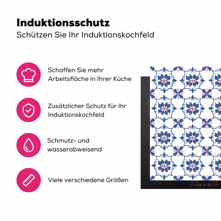Modern - Patroon - Blauw - Roze Inductie beschermer vinyl 3mm klein 276 -zzzzzzz-lf-ups