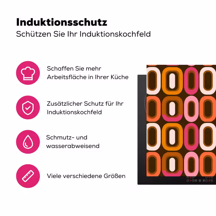 Modern - Retro - Kleurrijk Inductie beschermer vinyl 3mm klein 276 -zzzzzzz-lf-ups