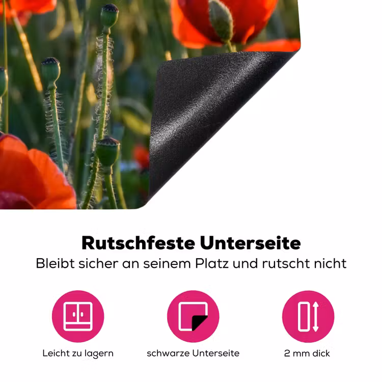 Klaprozen bij Zonsondergang Inductie beschermer vinyl 3mm klein -zzzzzzz-lf-onderkant
