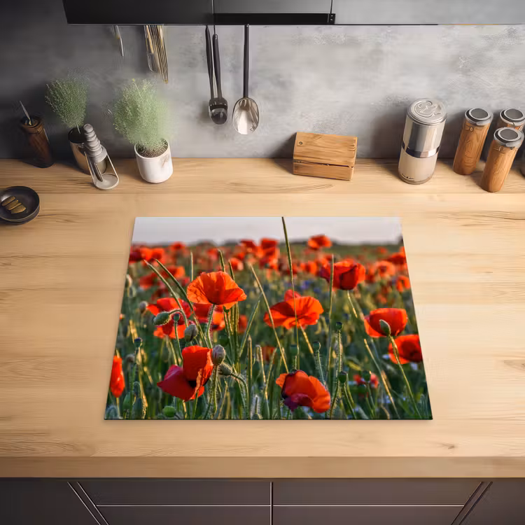 Klaprozen bij Zonsondergang Inductie beschermer vinyl 3mm middel -sfeer5