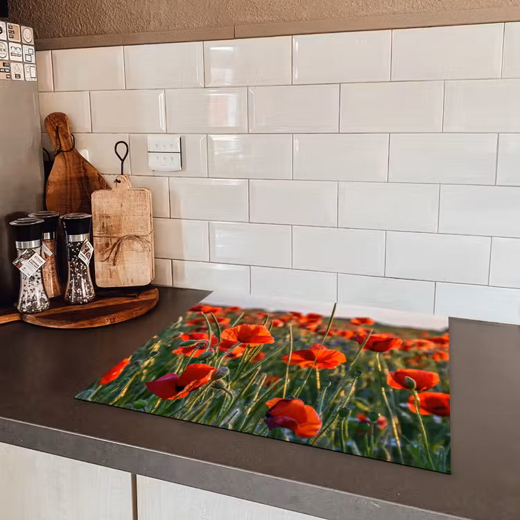 Klaprozen bij Zonsondergang Inductie beschermer vinyl 3mm middel -sfeer3