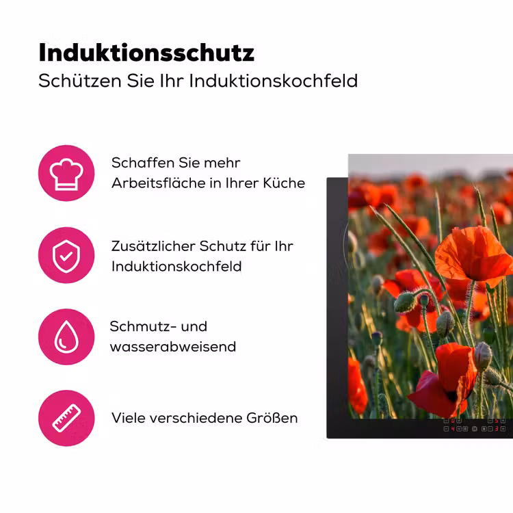 Klaprozen bij Zonsondergang Inductie beschermer vinyl 3mm klein -zzzzzzz-lf-ups