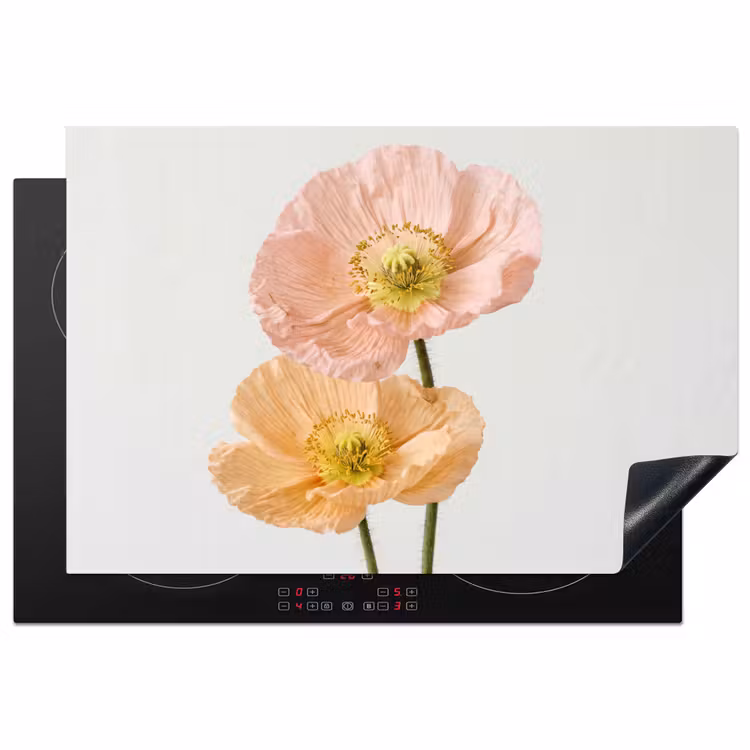 Papavers - Botanisch - Roze Inductie beschermer vinyl 3mm klein -3d