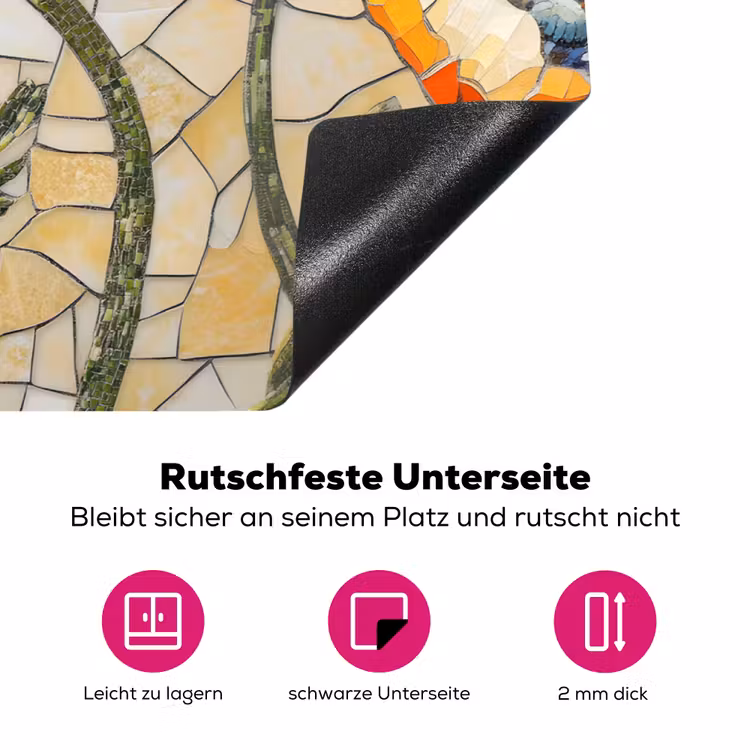 Klaprozen - Oranje - Mozaïek - Bladeren Inductie beschermer vinyl 3mm klein -zzzzzzz-lf-onderkant