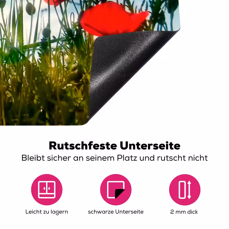 Klaprozen - Toscane - Zon - Rood - Blauw Inductie beschermer vinyl 3mm klein -zzzzzzz-lf-onderkant