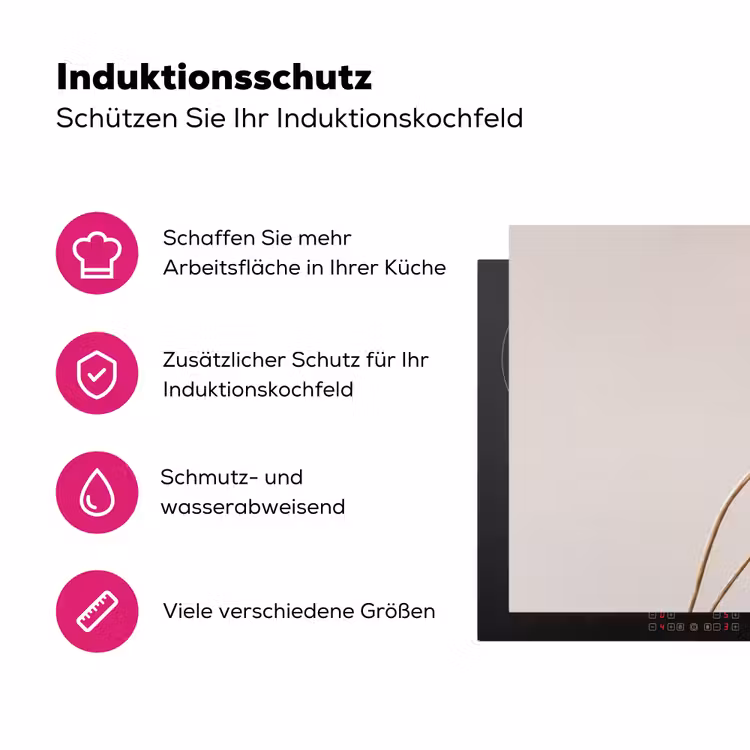 Papaverbollen - Droogbloemen - Minimalistisch - Beige - Rustig Inductie beschermer vinyl 3mm klein -zzzzzzz-lf-ups