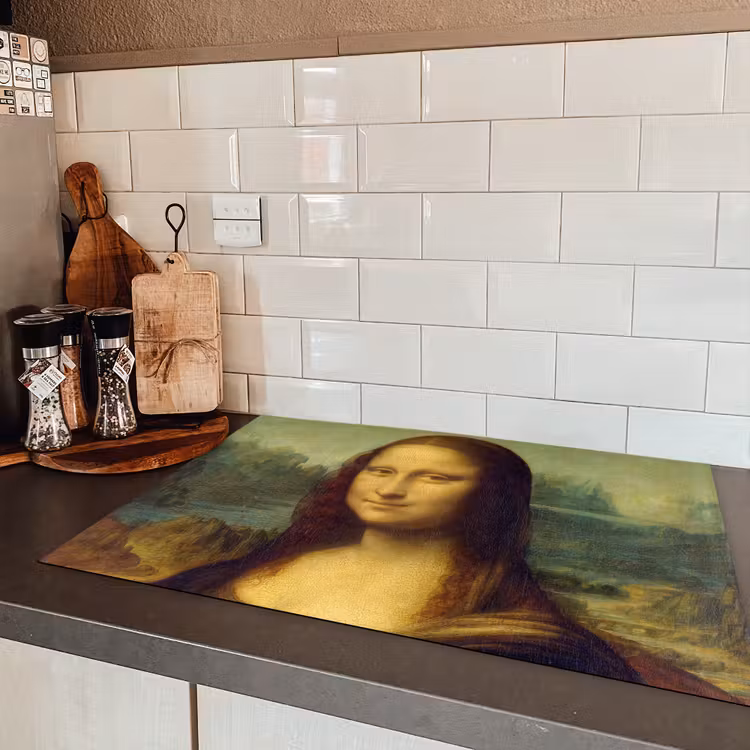 Mona Lisa - Leonardo da Vinci Inductie beschermer vinyl 3mm klein -sfeer3