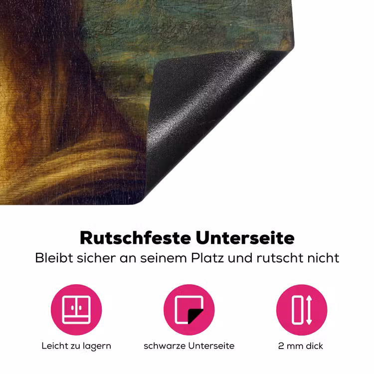 Mona Lisa - Leonardo da Vinci Inductie beschermer vinyl 3mm klein -zzzzzzz-lf-onderkant