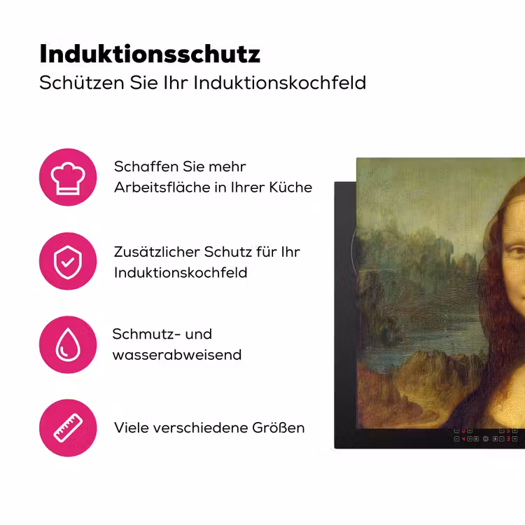 Mona Lisa - Leonardo da Vinci Inductie beschermer vinyl 3mm klein -zzzzzzz-lf-ups